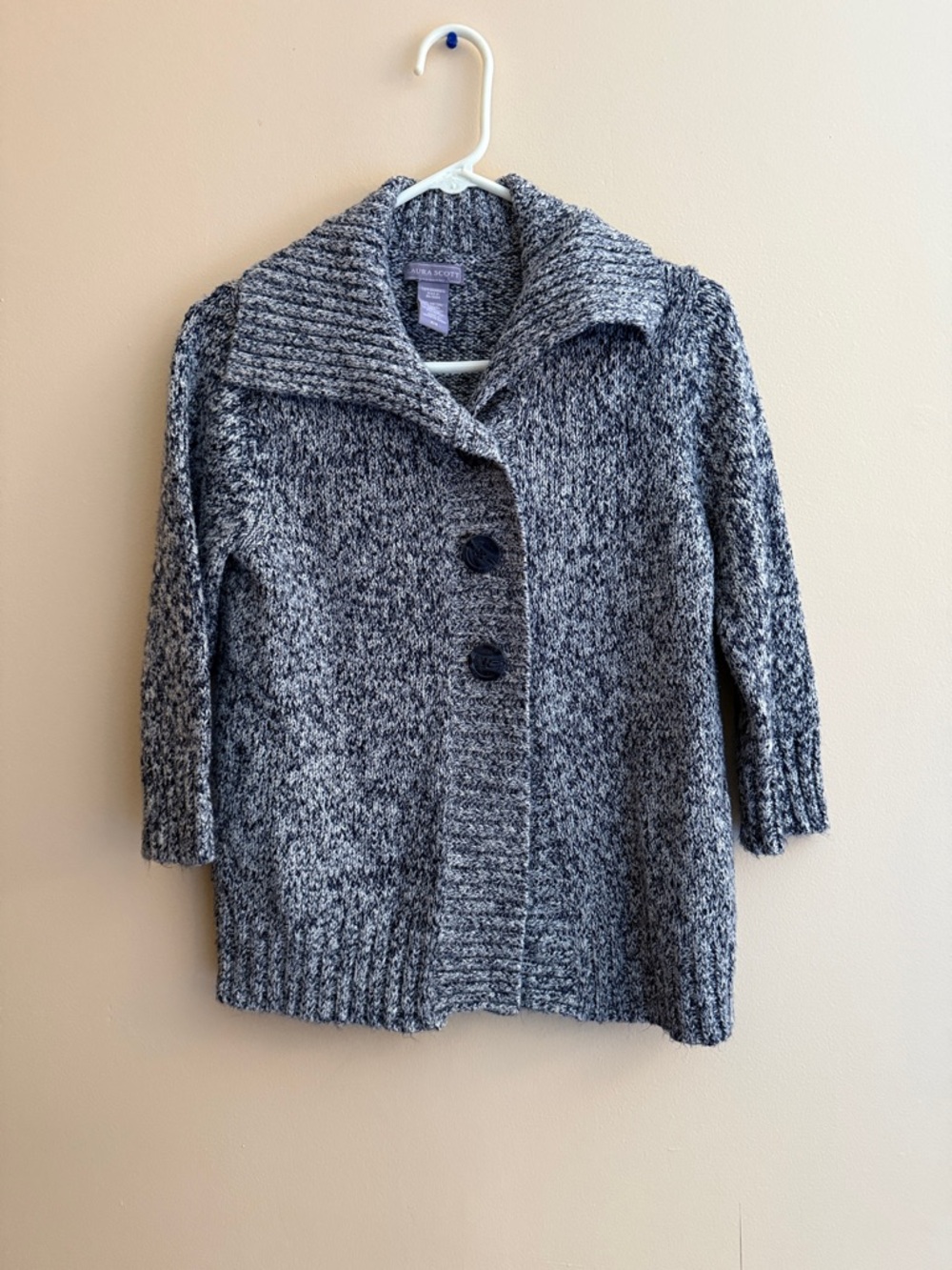 Laura Scott Gray Marled Button-Front Teddy Jacket